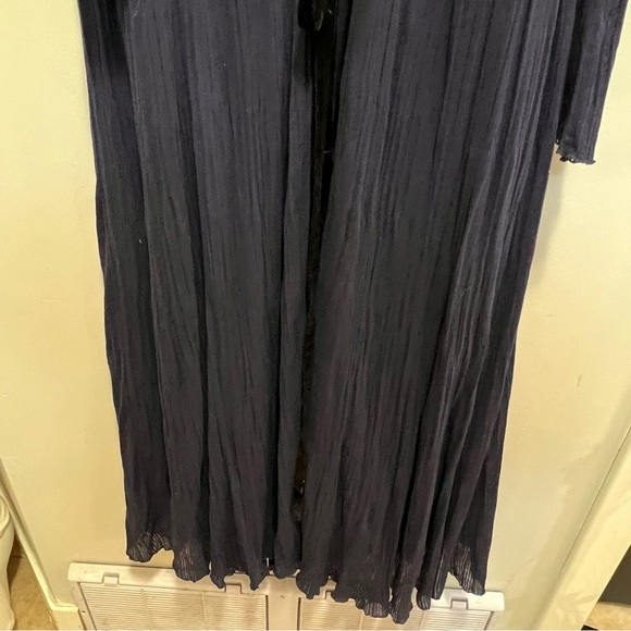 Zara Crossover Wrap Long Dress Velvet Belt Midnight Blue Size Small - Picture 9 of 15